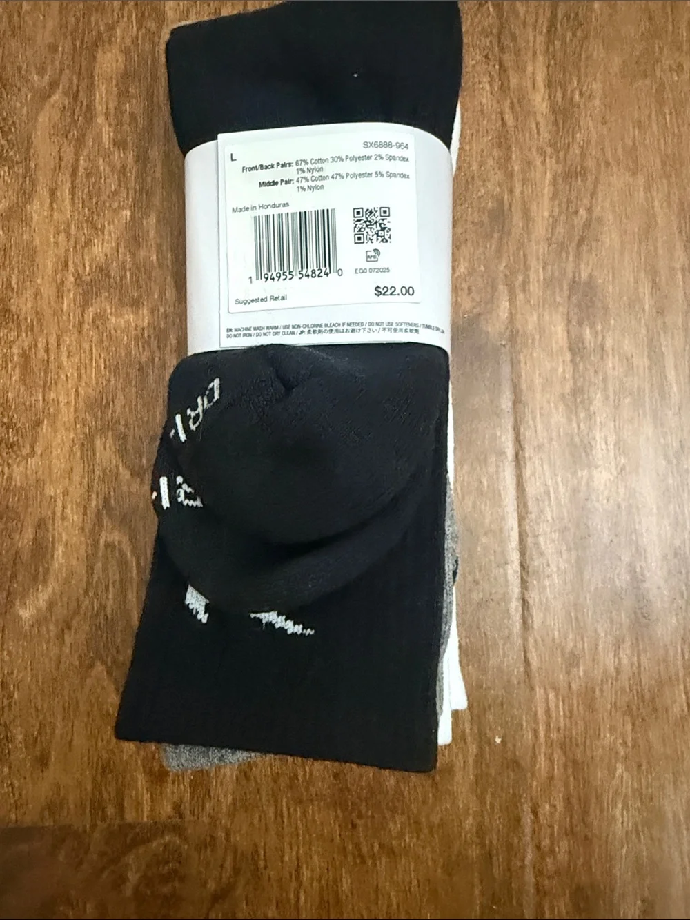 Nike White Grey Black Crew Athletic Socks